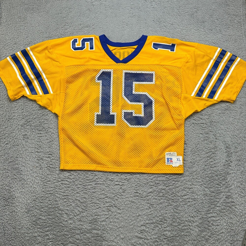 Vintage Russell Athletic Football Jersey Mens XL Yellow Purple